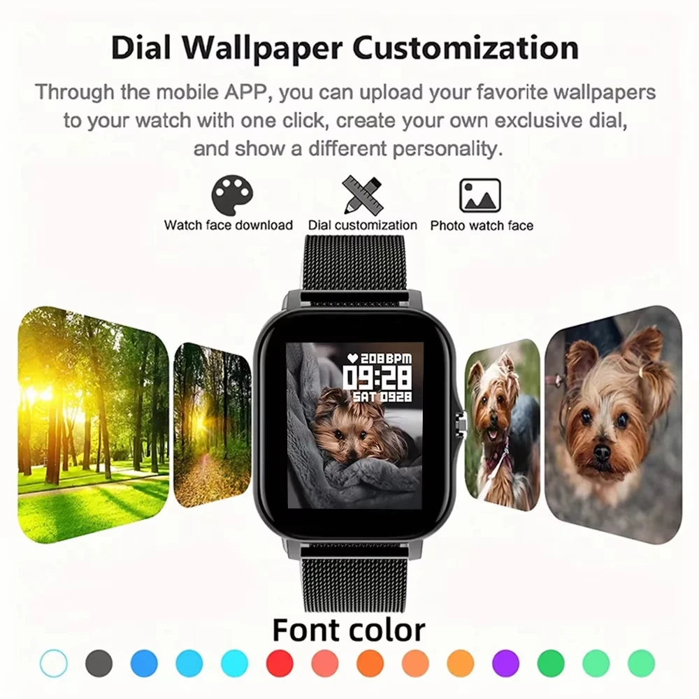 LAXASFIT 2025 Nouvelle Montre Connectée pour Hommes Femmes Cadeau Écran Tactile Complet Montre de Sport et de Fitness Appel Bluetooth Montre Intelligente Digitale