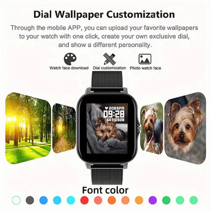 LAXASFIT 2025 Nouvelle Montre Connectée pour Hommes Femmes Cadeau Écran Tactile Complet Montre de Sport et de Fitness Appel Bluetooth Montre Intelligente Digitale