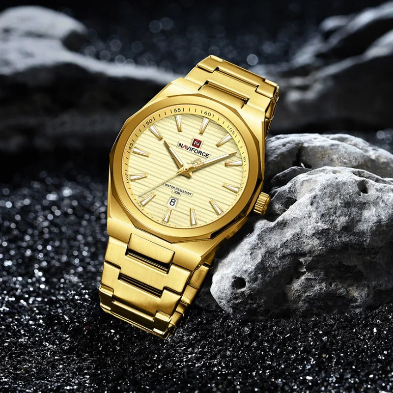 NAVIFORCE Montre-bracelet à quartz étanche Mode Point lumineux Homme Affichage de la date Montre de sport Montres pour homme Relogio Masculino