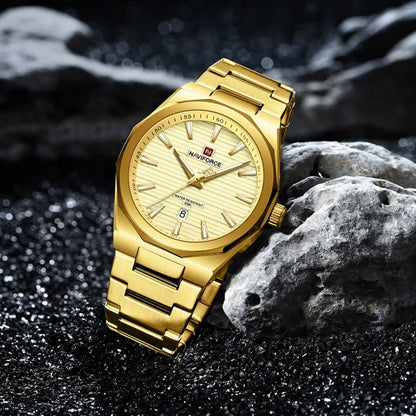 NAVIFORCE Montre-bracelet à quartz étanche Mode Point lumineux Homme Affichage de la date Montre de sport Montres pour homme Relogio Masculino