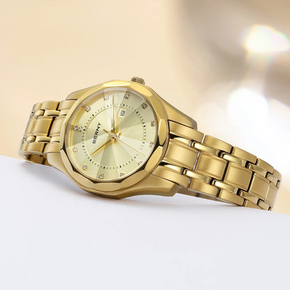 BERNY Watch for Women  Quartz Luxury Golden Ladies Wristwatch Waterproof Golden Clock Stainless Steel Fashion Men/Women Watch