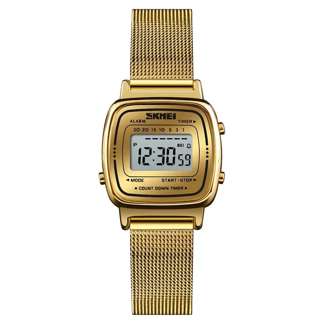 SKMEI 1901 Montre de luxe pour femmes Petit cadran numérique Chronographe Calendrier Montre étanche pour femmes Montre-bracelet Horloge Montre femme 1620