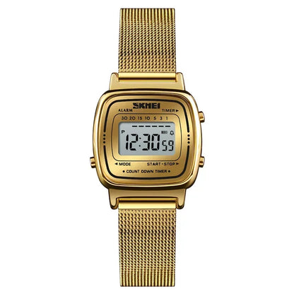 SKMEI 1901 Montre de luxe pour femmes Petit cadran numérique Chronographe Calendrier Montre étanche pour femmes Montre-bracelet Horloge Montre femme 1620