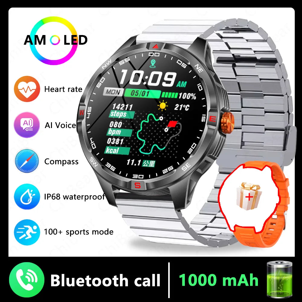 T-Rex 3 Military 1000mAh Battery Smart Watch Adult Men Compass Bluetooth Call AMOLED Screen Heart Rate Waterproof SmartWatches