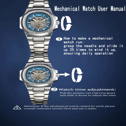 Men automatic watch luxury mechanical watches waterproof business skeleton wholesale stainless steel gift man watch