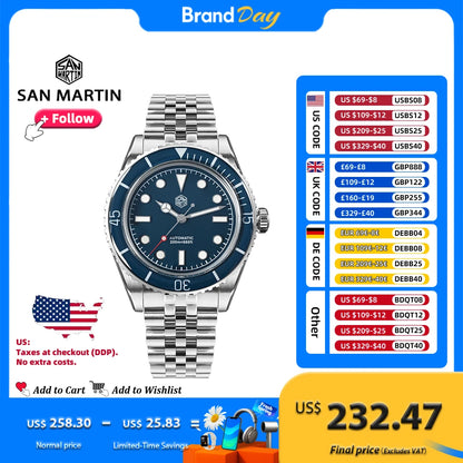 San Martin SN0133G Automatic Mechanical Sapphire Watch