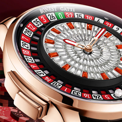 BONEST GATTI 8004 Men's Mechanical Watch European Button Wheel Disc Fun Game Diamond Dial Sapphire Glass Cover watch for men