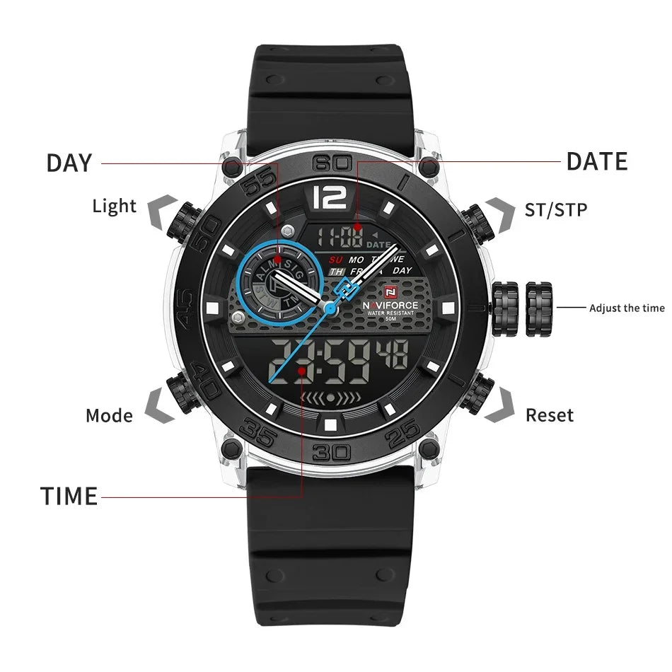 NAVIFORCE NF6104 Dual Display Multifunction Watch