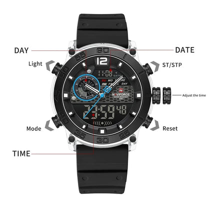 NAVIFORCE NF6104 Dual Display Multifunction Watch