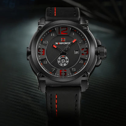 NAVIFORCE NF9099 Montre Militaire en Cuir à Quartz pour Homme Horloge Étanche Garçon Montres de Sport