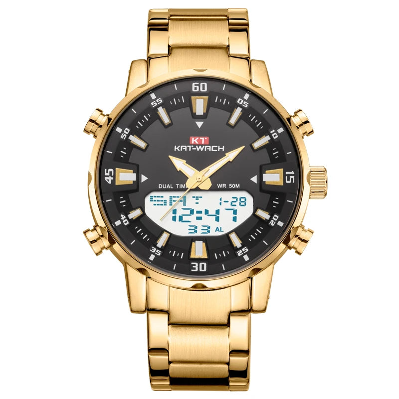 KAT-WACH KT 1815 Dual Display Alloy Case Watch