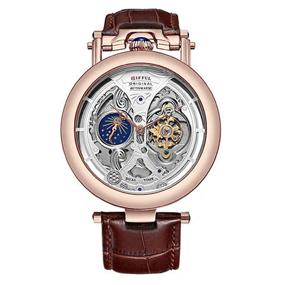 Nouvelles montres mécaniques automatiques creuses à la mode pour hommes, montres-bracelets squelettes à tourbillon en cuir décontractées, Relogio Masculino