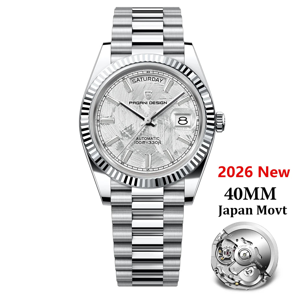 PAGANI DESIGN Montres Hommes DD40 Or Blanc Luxe Montre Automatique Hommes TMI NH36A Date Semaine Montres Mécaniques Pour Hommes Nouveauté 2026