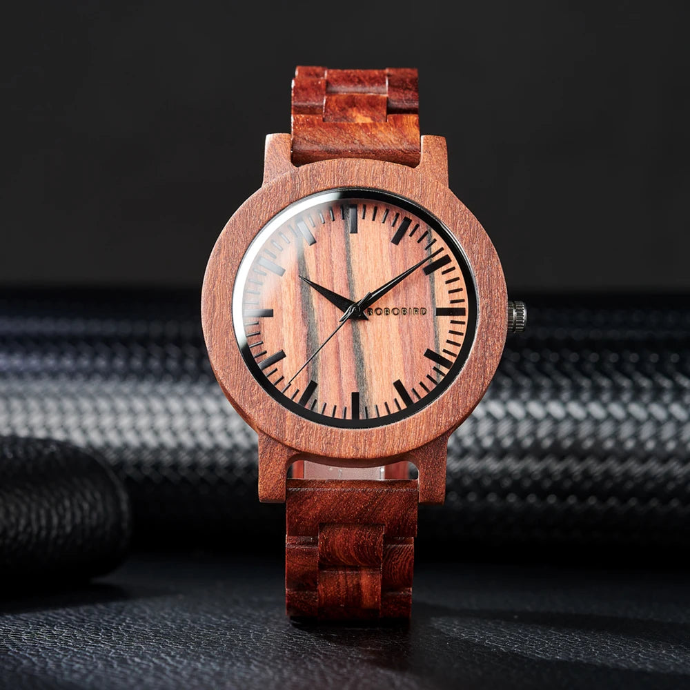 BOBO BIRD Montre en Bois pour Homme Montres en Bois Naturel Faits à la Main Légères à Quartz Offre Limitée Personnalisable