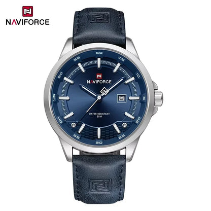 NAVIFORCE Nouvelle collection de montres pour hommes en cuir véritable confortable, mouvement japonais, date, étanche, cadeaux pour homme 2025