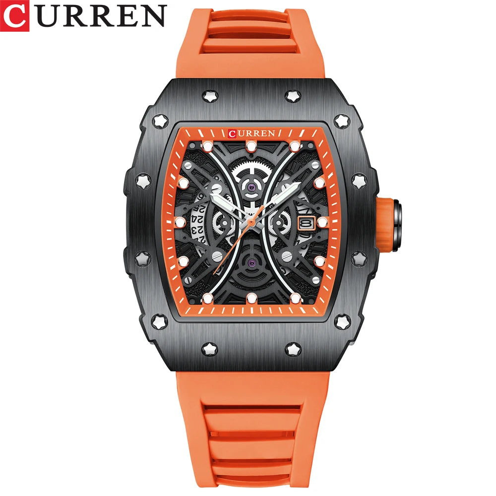 CURREN 3D Collection Rectangular Silicone Strap Watch