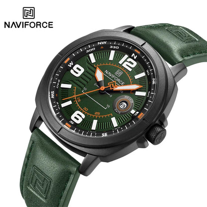 NAVIFORCE 2025 NF8078 Genuine Leather Shockproof Watch