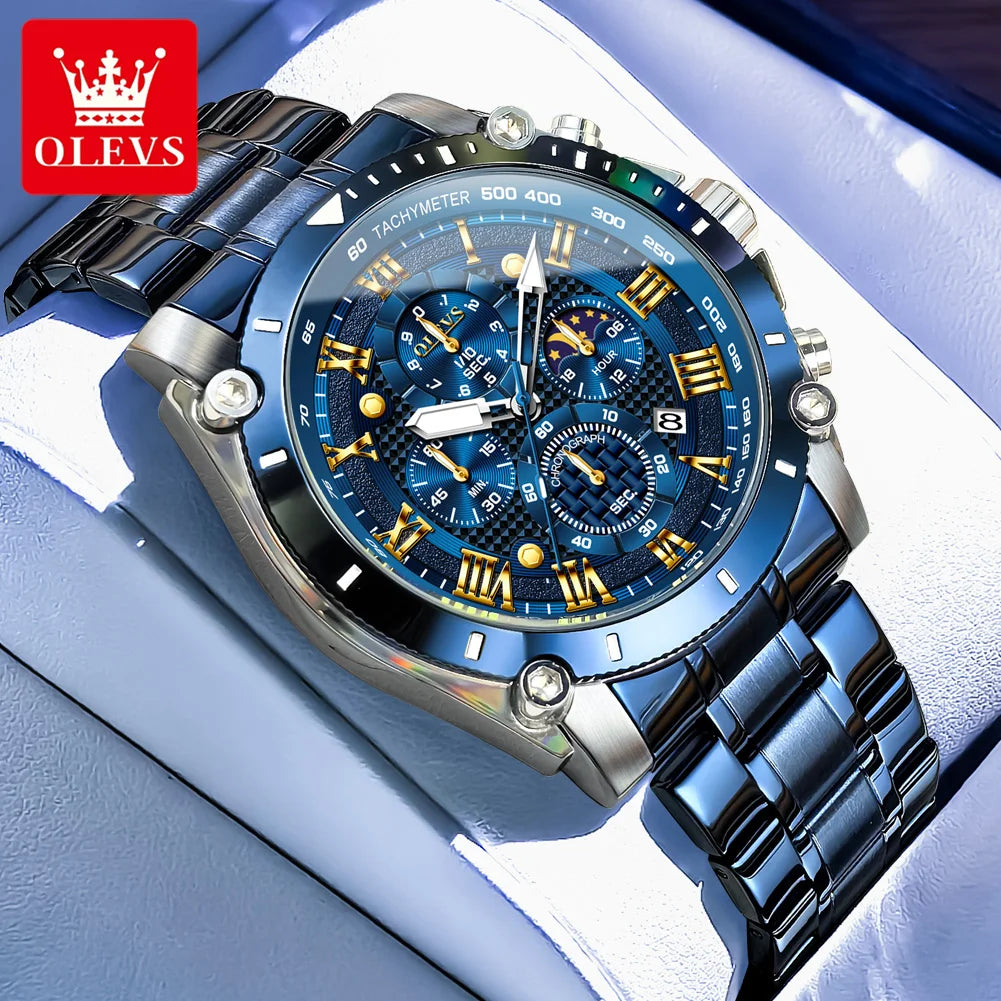 OLEVS 2025 Nouvelle Montre Homme Top Marque Luxe Montre Homme Acier Inoxydable Étanche Sport Quartz Chronographe Montre-Bracelet Homme Relogio