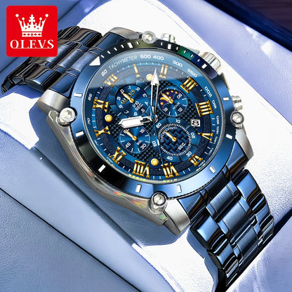 OLEVS 2025 Nouvelle Montre Homme Top Marque Luxe Montre Homme Acier Inoxydable Étanche Sport Quartz Chronographe Montre-Bracelet Homme Relogio