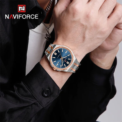 Montre à quartz NAVIFORCE pour hommes, de luxe, pour affaires, lumineuse, en acier inoxydable, étanche, calendrier, montre-bracelet, Reloj Hombre