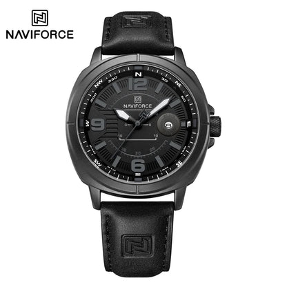 Montres à quartz de mode NAVIFORCE pour hommes, étanches 3ATM, affichage lumineux, cadran boussole classique, bracelet respirant en PU