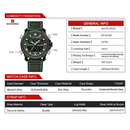 NAVIFORCE Double Display Leather Band Watch