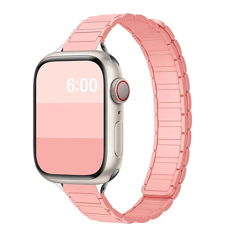 Bracelet fin en silicone à sangle magnétique pour femme pour Apple Watch S11 10 46/42mm 45mm 44 38mm 40mm 41mm 42mm iWatch SE 9 8 7 6 5 4 3 2 1