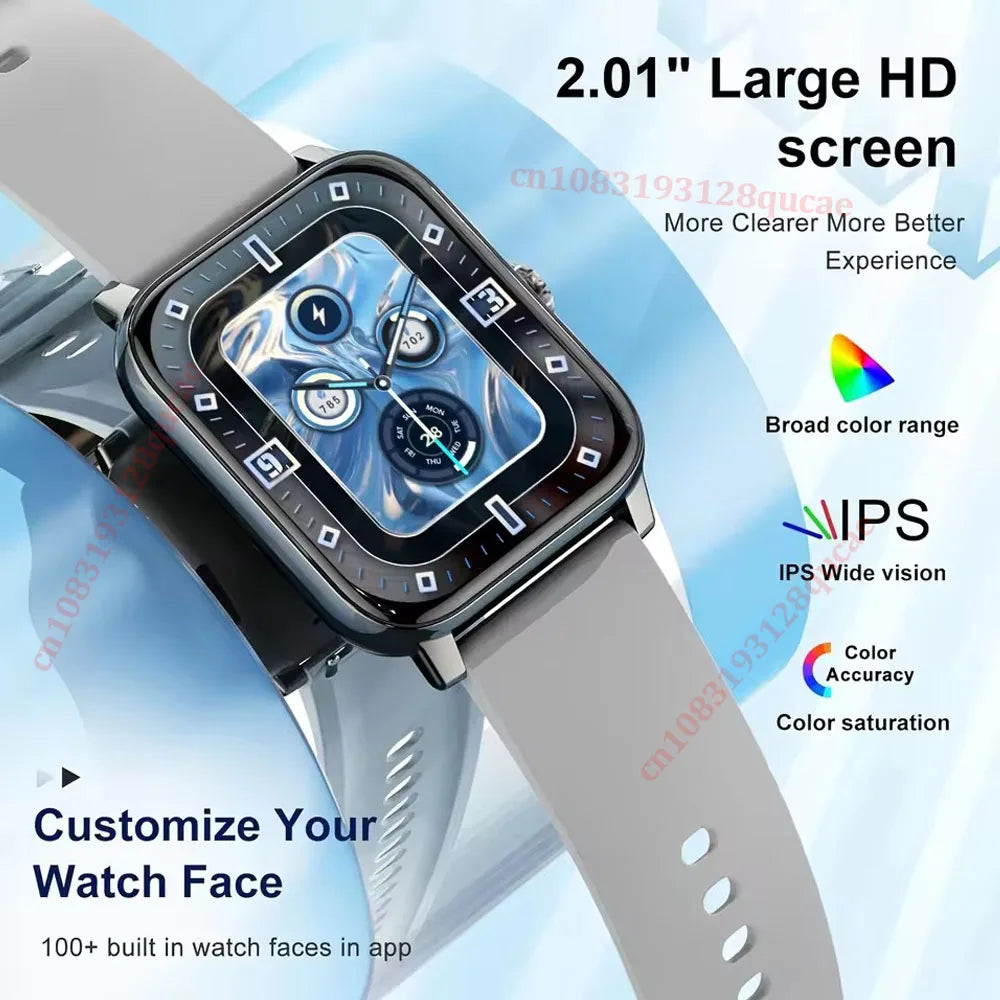 Nouvelle Montre Intelligente 2026 Android IOS Téléphone Écran Couleur 2,01 Pouces Bluetooth Répondre aux Appels Suivi de la Condition Physique Smartwatch Femmes Hommes