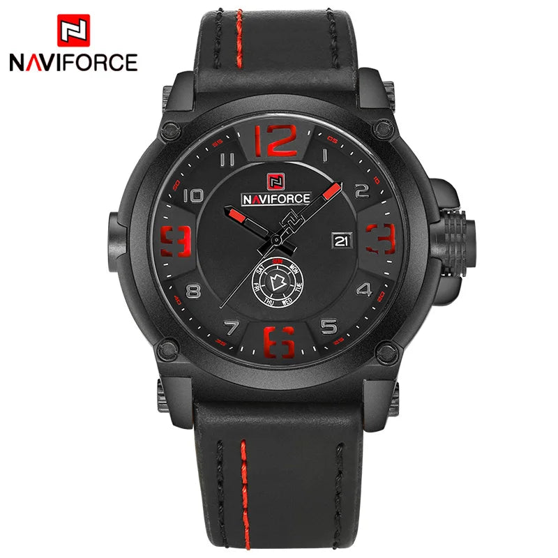 NAVIFORCE Marque de Luxe Homme Sport Militaire Montre à Quartz pour Homme Horloge Analogique Date Bracelet en Cuir Montre-Bracelet Relogio Livraison Gratuite