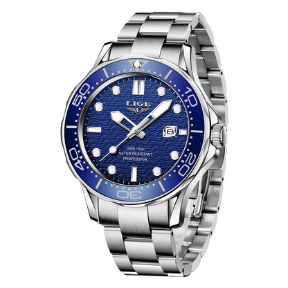 2026 LIGE Nouvelle Montre Homme D'Affaires Grande Marque Luxe Montre de Plongée Pour Hommes Étanche Date Horloge Montre de Sport Relogio Masculino+Boîte