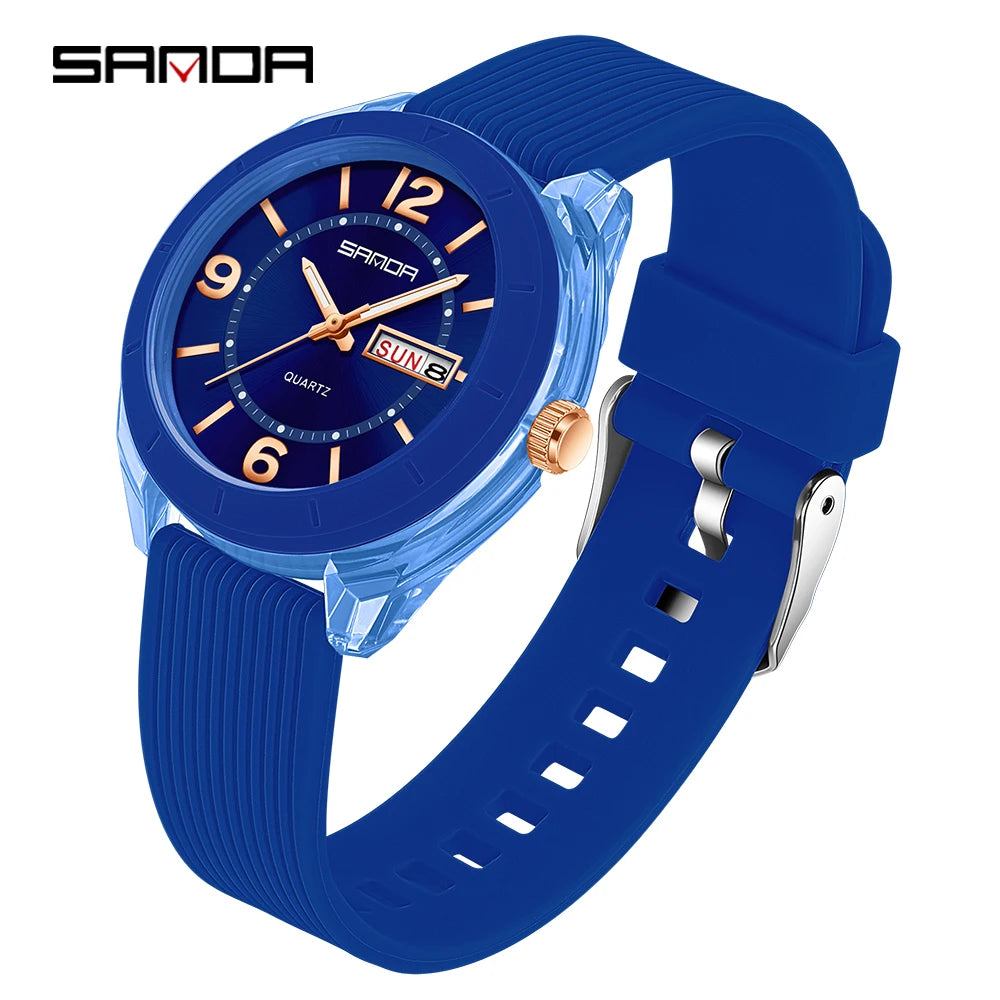 SANDA Quartz Watch for Women Waterproof Auto Date Week Elegant Luxury Ladies Wristwatch Waterproof Analog Women's Watches