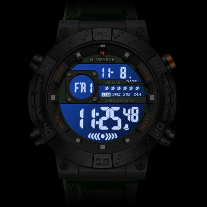 NAVIFORCE – Montres militaires pour hommes, à quartz numérique, en silicone, chronographe, étanche, avec affichage de la date