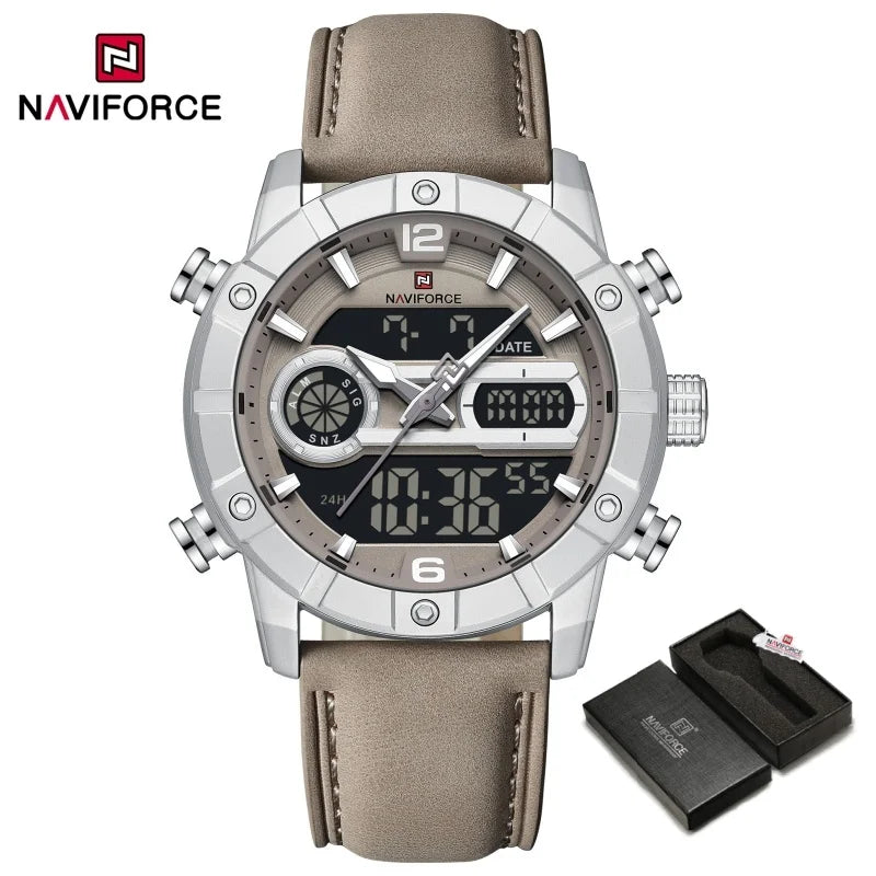 NAVIFORCE NF9263 Chronograph Genuine Leather Strap Watch