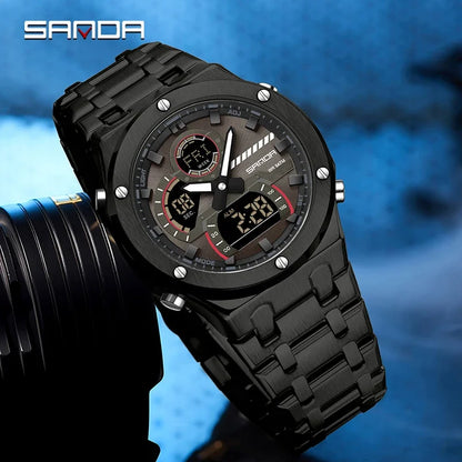 SANDA Multifunction Chronograph LED Stainless Steel Watch