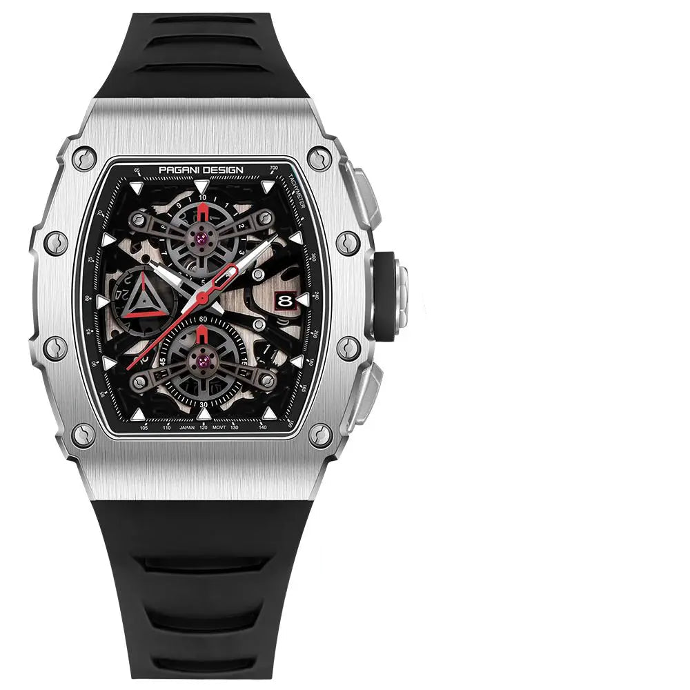 ChronoState Vector Elite Rectangle Skeleton Quartz Watch for Men