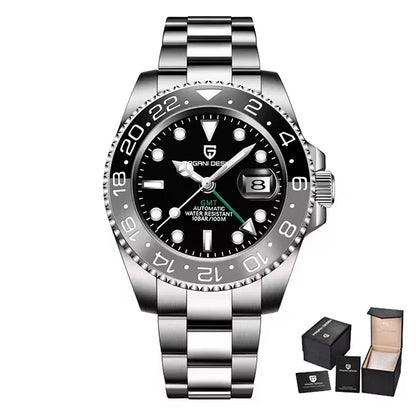 Montre Homme PAGANI DESIGN GMT 40mm Automatique Verre Saphir Acier Inoxydable Étanche Top Marque Cadeau RelogioMasculino