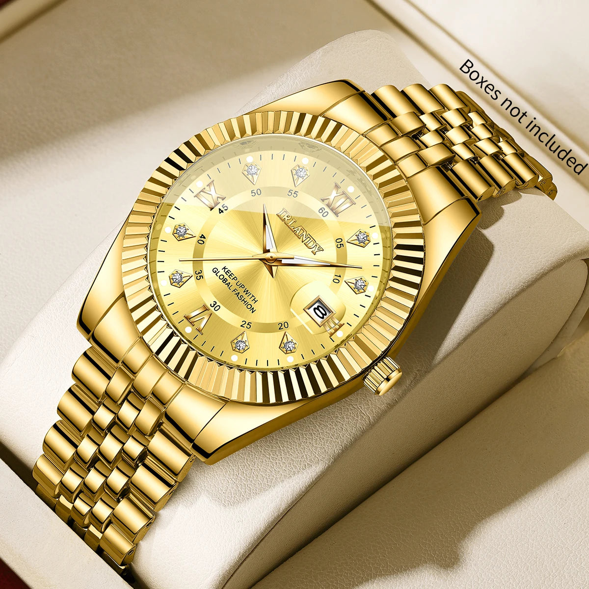 ChronoState Roma Crystal – Montre d'Affaires de Luxe à Quartz | Montre Homme en Acier avec Calendrier Strass
