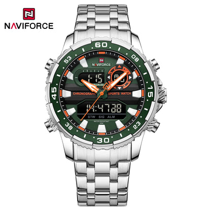 Montres Originales NAVIFORCE pour Hommes Montre-Bracelet Sport Analogique Numérique à Quartz Homme Militaire Lumineuse Étanche en Acier avec Réveil