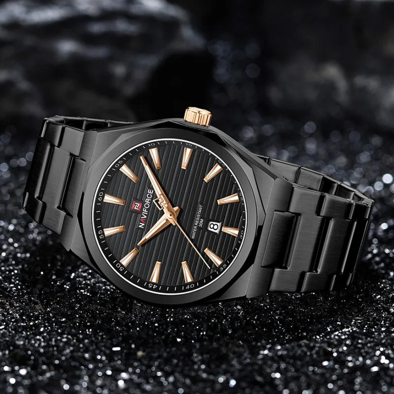 NAVIFORCE Montre de Luxe Homme Marque Militaire Sport Quartz Affichage Date Montre-Bracelet Décontractée Bracelet Acier Cadeau pour Homme