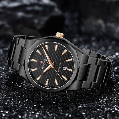 NAVIFORCE Montre de Luxe Homme Marque Militaire Sport Quartz Affichage Date Montre-Bracelet Décontractée Bracelet Acier Cadeau pour Homme