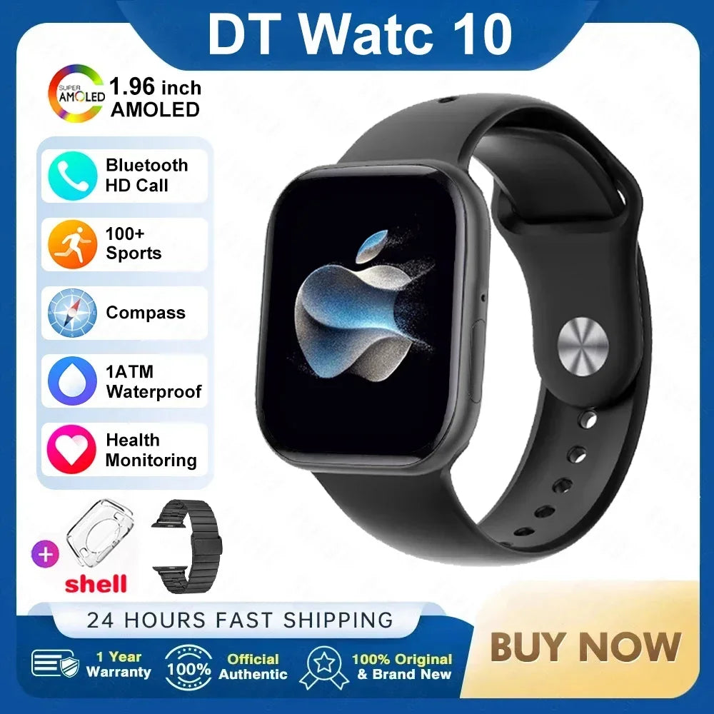 2025 Nouvelle montre connectée originale pour Apple DT Watch 10 Homme AMOLED 4 Go Mémoire Musique 3D Surround Appel BT Étanche Montre intelligente Femme