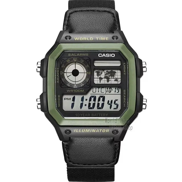 Montre numérique rétro multifonctionnelle de style classique Casio pour homme AE-1200WHB-3B