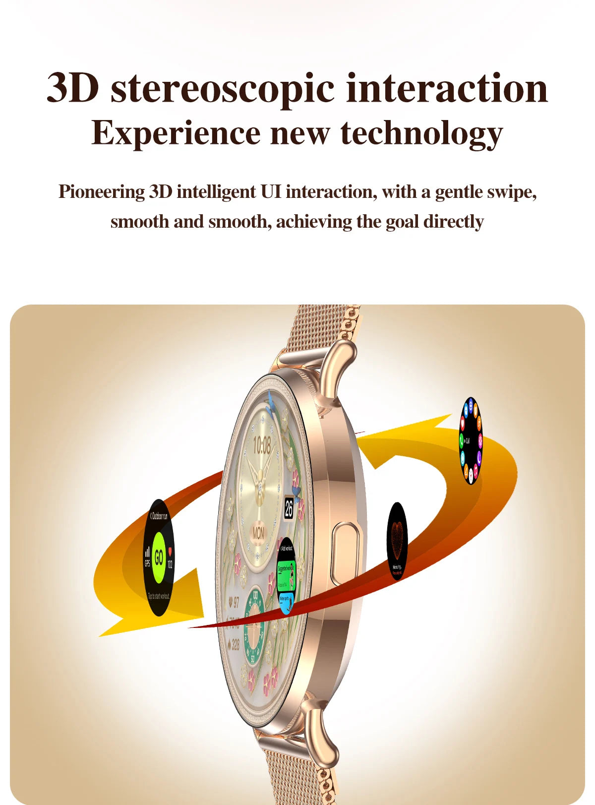 BL H06 Élégante et technologique, écran AMOLED de 1,32 pouce, interaction 3D, IP67, surveillance du sport et de la santé. Montre connectée pour femme
