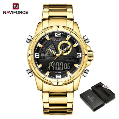 NAVIFORCE Montres de Luxe Militaires pour Hommes Chronographe Mode Alarme Montres-bracelets à Quartz pour Hommes Sports Calendrier Mensuel Étanche Cadeau