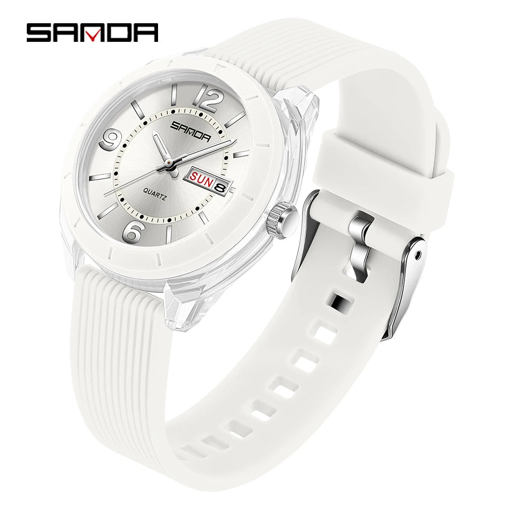 SANDA Quartz Watch for Women Waterproof Auto Date Week Elegant Luxury Ladies Wristwatch Waterproof Analog Women's Watches