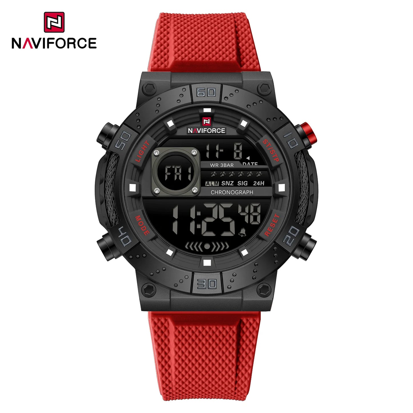 NAVIFORCE – Montres militaires pour hommes, à quartz numérique, en silicone, chronographe, étanche, avec affichage de la date