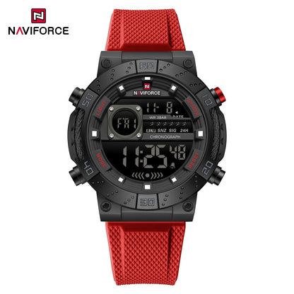 NAVIFORCE – Montres militaires pour hommes, à quartz numérique, en silicone, chronographe, étanche, avec affichage de la date