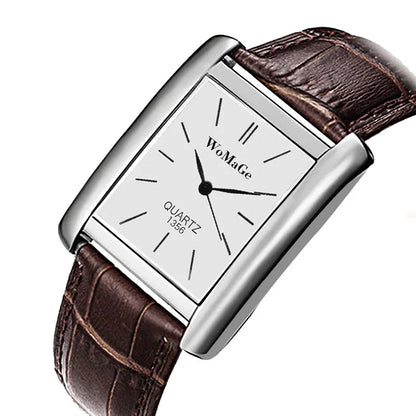 ChronoState Square Minimal – Montre unisexe à quartz en cuir | Montre élégante et décontractée