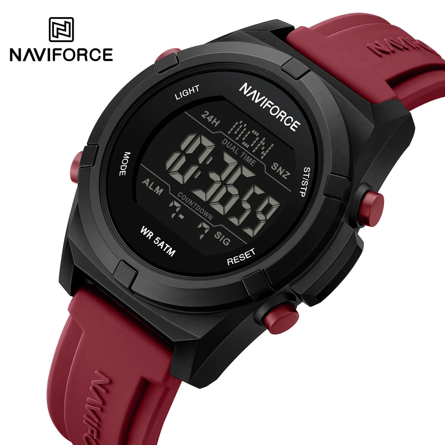 NAVIFORCE – Montre de sport numérique militaire de luxe pour homme, étanche, bracelet en silicone, Relogios Masculino