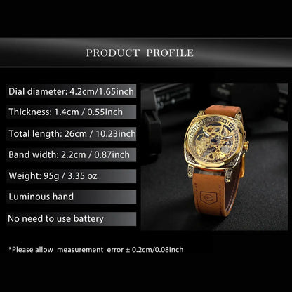 Forsining Royal Retro Skeleton Automatic Mechanical Watch for Men Leather Strap Business Casual Mens Watches Top Brand Gifts New